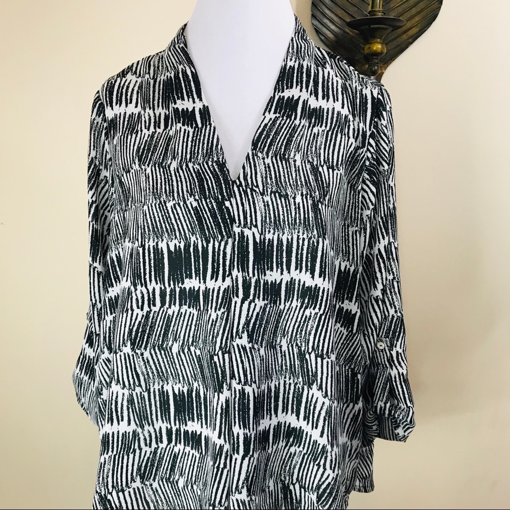 Antilia Femme Plus Print Tunic Popover V-Neck Top